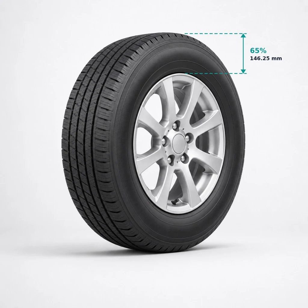 225/65R17: 65% aspect ratio, 146.25 mm sidewall