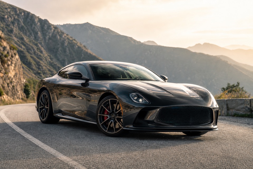 Sports coupe on a winding road